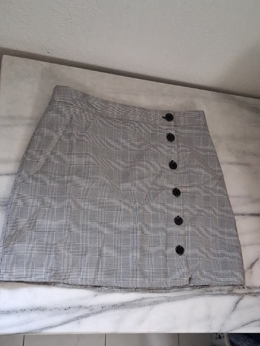 Forever 21 Gray Plaid Button-Front Mini Skirt